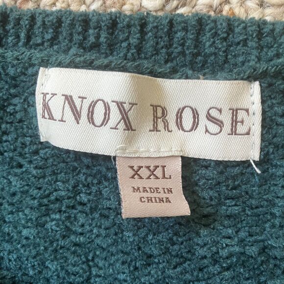Knox Rose Women Sweater Plus Size XXL Teal Blue Knit Boho Textured Chenille Soft - Picture 4 of 6